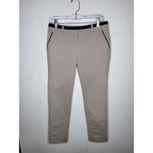 Ann Taylor tan cotton blend career dress pants with black trim - 4 petite / 4P